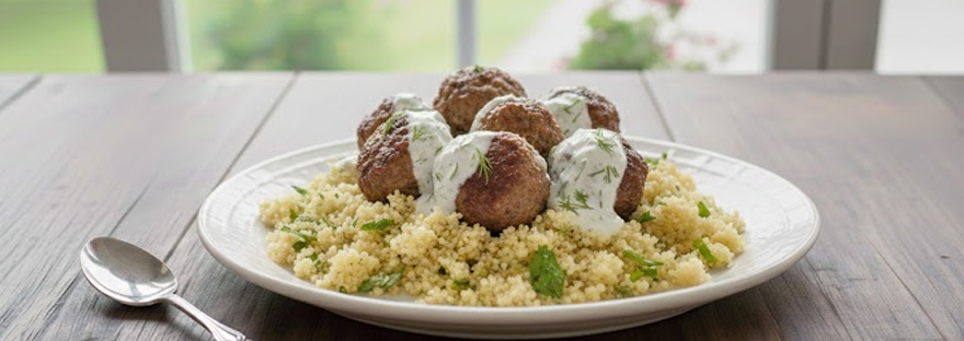 Lammfleischbällchen mit Joghurtsauce und Couscous